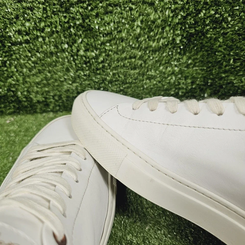 Goodman Brand Edge White Leather Low Top Lace Up Sneakers Mens Size 9